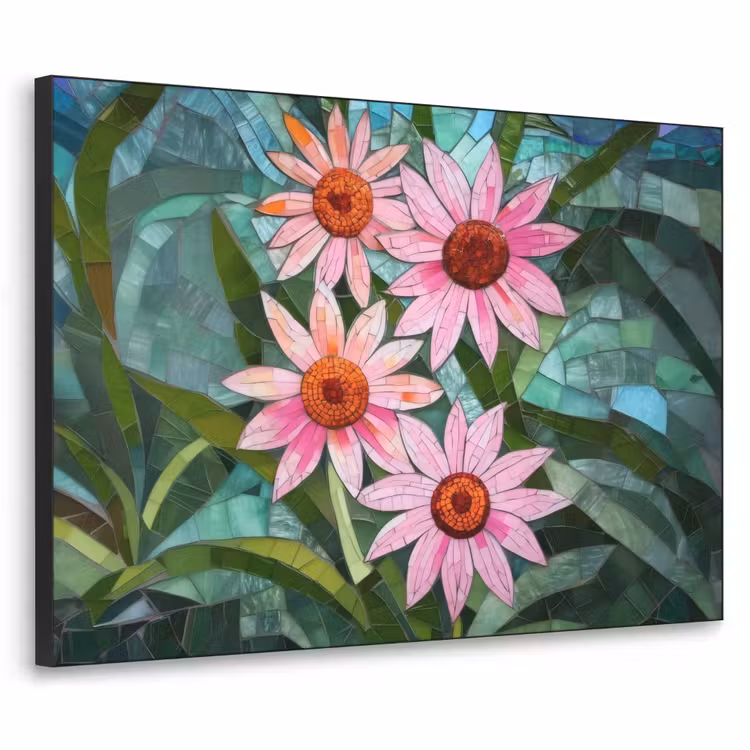 Art Frame - Bloemen - Roze - Glasmozaïek — 1