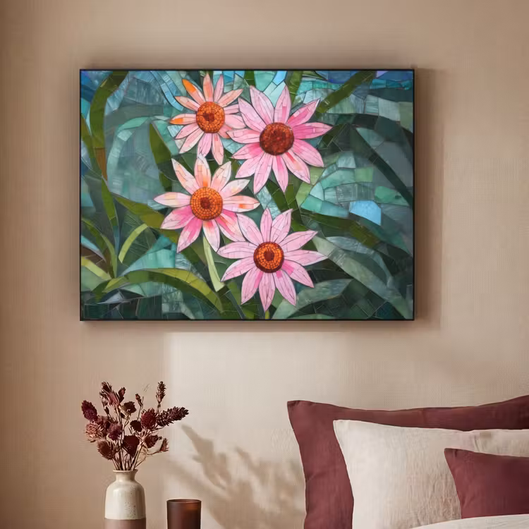 Art Frame - Bloemen - Roze - Glasmozaïek — 3