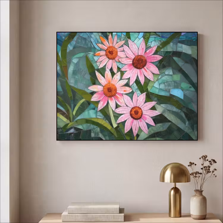 Art Frame - Bloemen - Roze - Glasmozaïek — 5