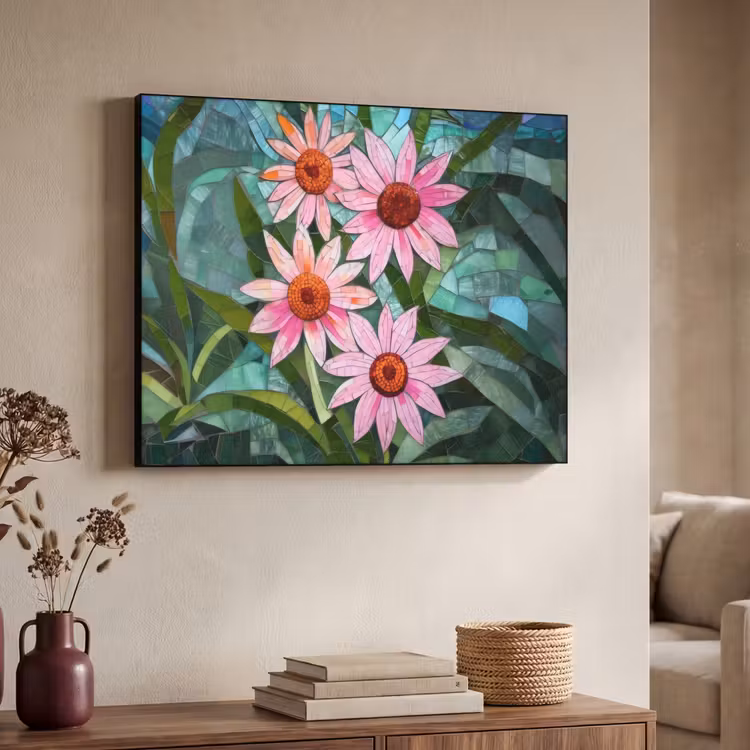 Art Frame - Bloemen - Roze - Glasmozaïek — 7