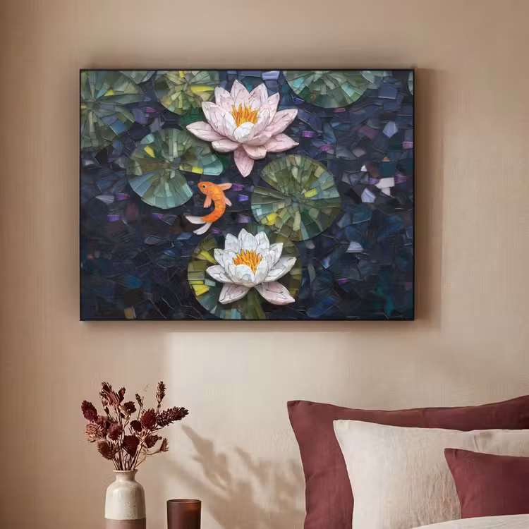 Art Frame - Glasstukjes - Leliebladeren - Vis - Oranje — 3