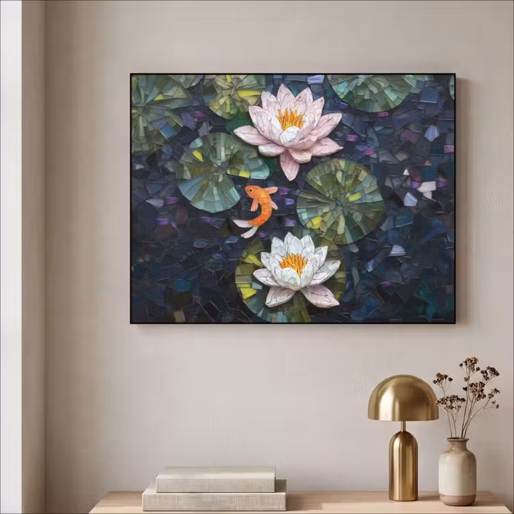 Art Frame - Glasstukjes - Leliebladeren - Vis - Oranje — 5