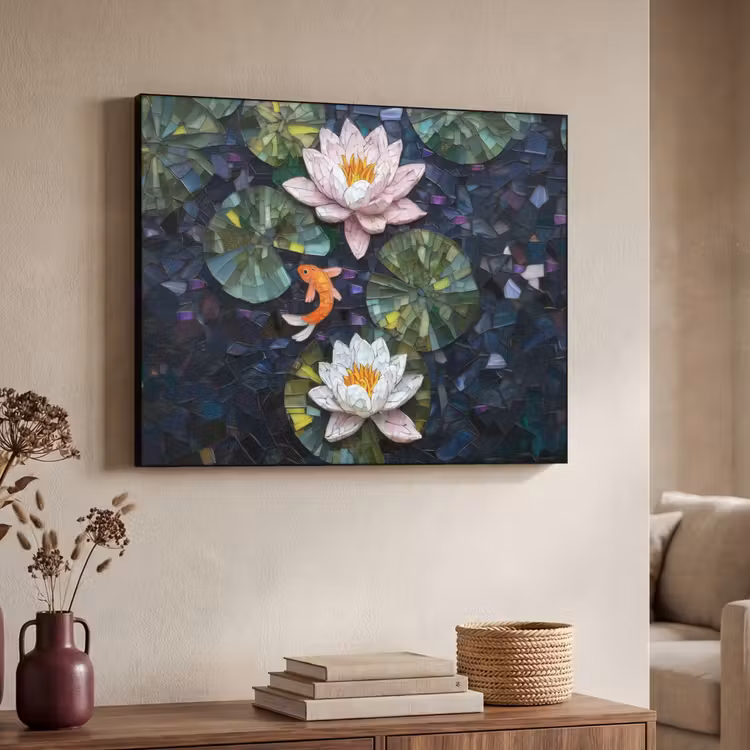Art Frame - Glasstukjes - Leliebladeren - Vis - Oranje — 7