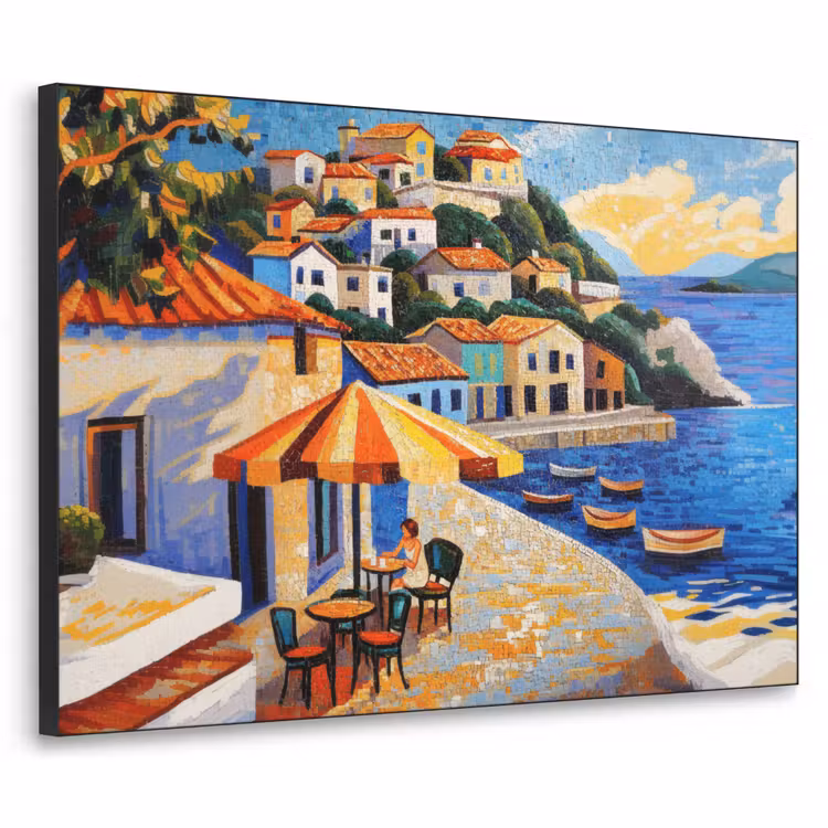 Art Frame - Kustdorp - Huisjes - Mozaïek - Zee — 1