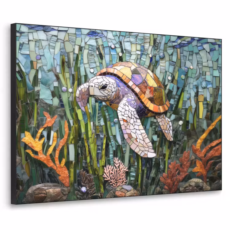 Art Frame - Schildpad - Zeewier - Mozaïek — 1