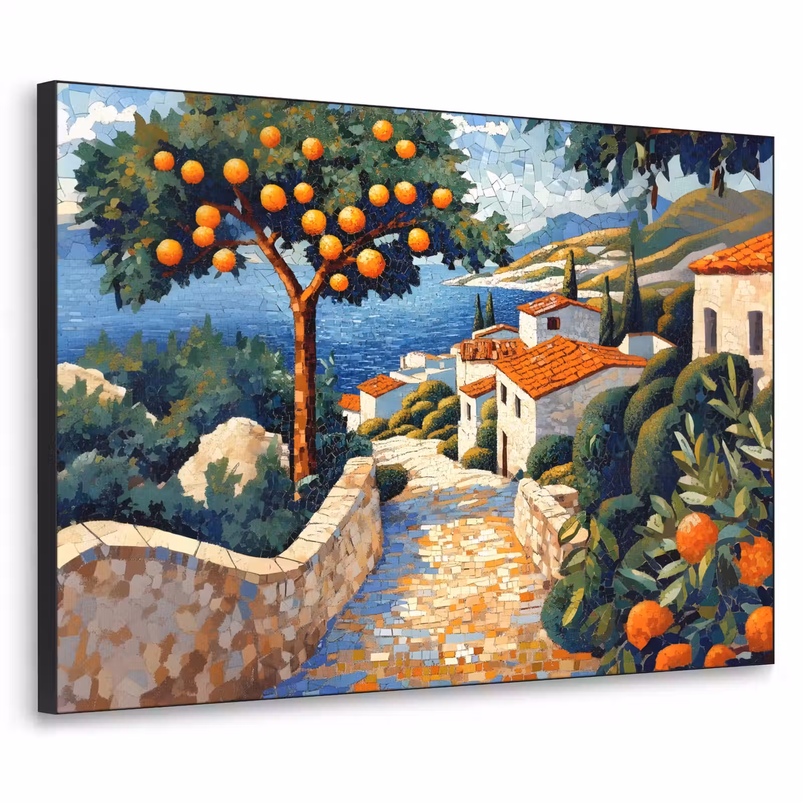 Art Frame - Huizen - Mozaïek - Sinaasappelbomen - Zee — 1