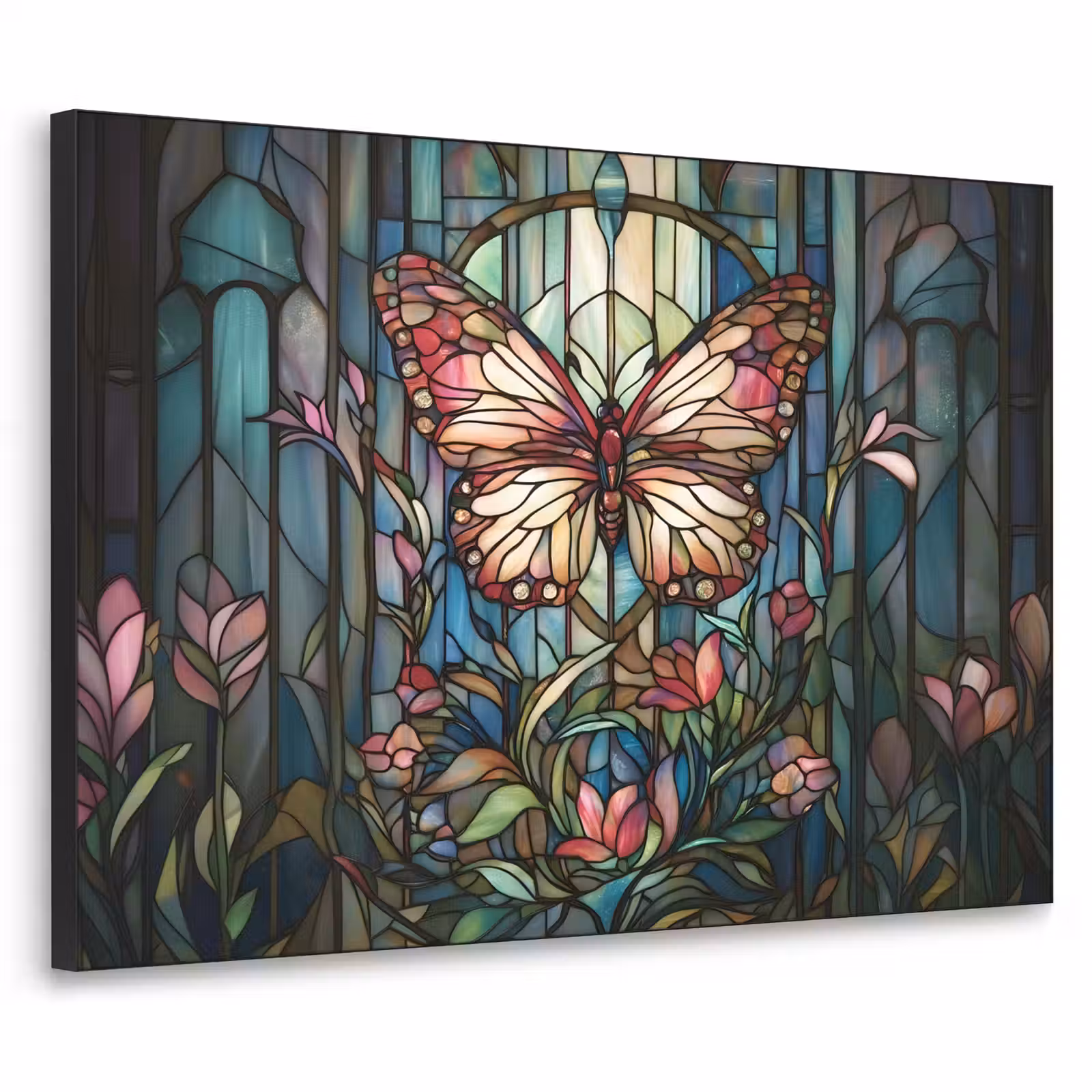 Art Frame - Vlinder - Roze - Bloemen - Bladeren — 1