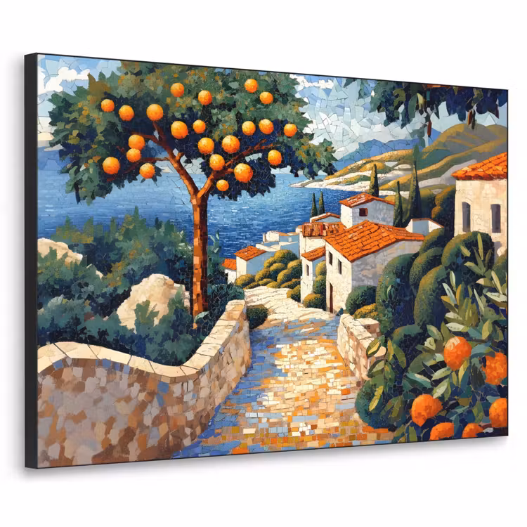 Art Frame - Huizen - Mozaïek - Sinaasappelbomen - Zee — 1
