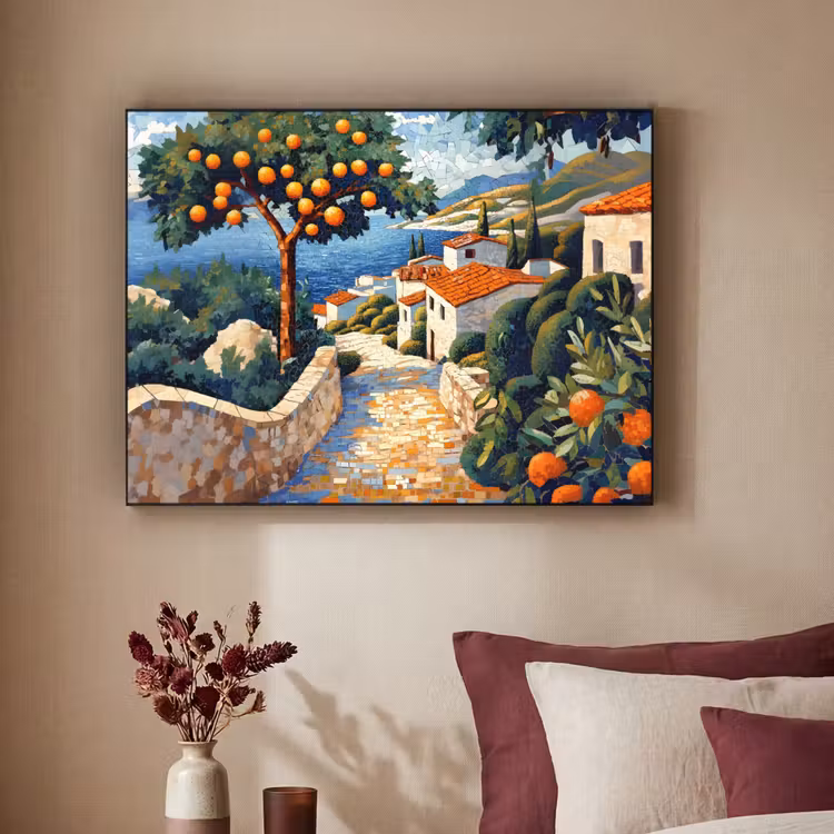 Art Frame - Huizen - Mozaïek - Sinaasappelbomen - Zee — 3