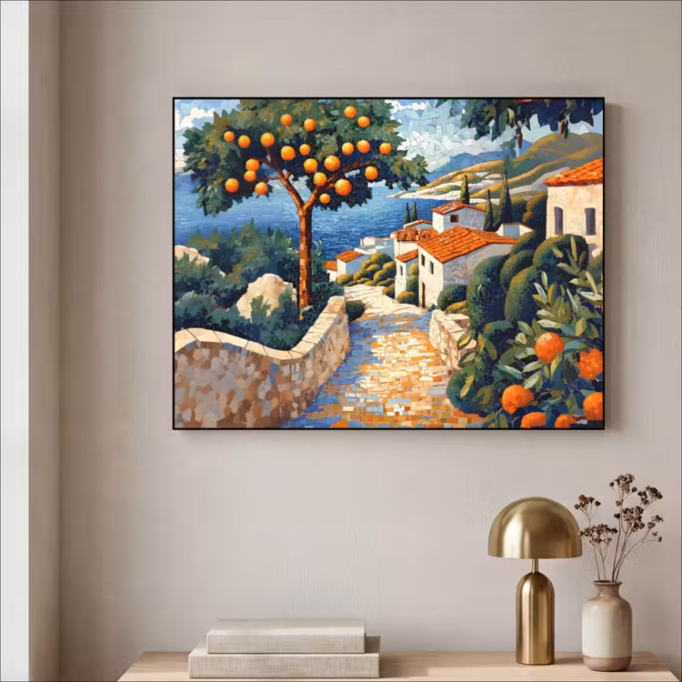 Art Frame - Huizen - Mozaïek - Sinaasappelbomen - Zee — 5