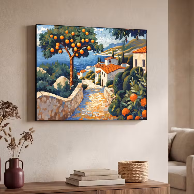 Art Frame - Huizen - Mozaïek - Sinaasappelbomen - Zee — 7