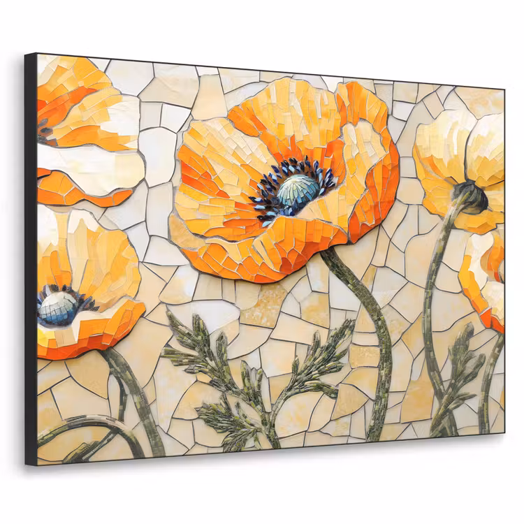 Art Frame - Klaprozen - Oranje - Mozaïek - Bladeren — 1