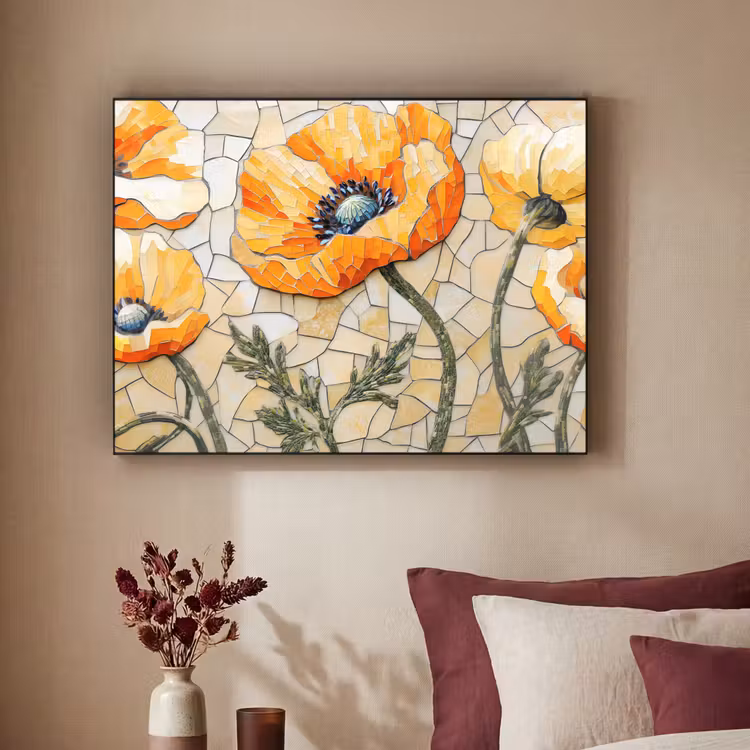 Art Frame - Klaprozen - Oranje - Mozaïek - Bladeren — 3