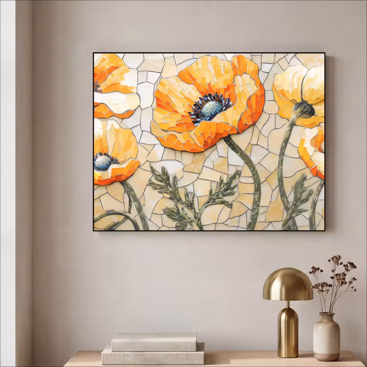 Art Frame - Klaprozen - Oranje - Mozaïek - Bladeren — 5
