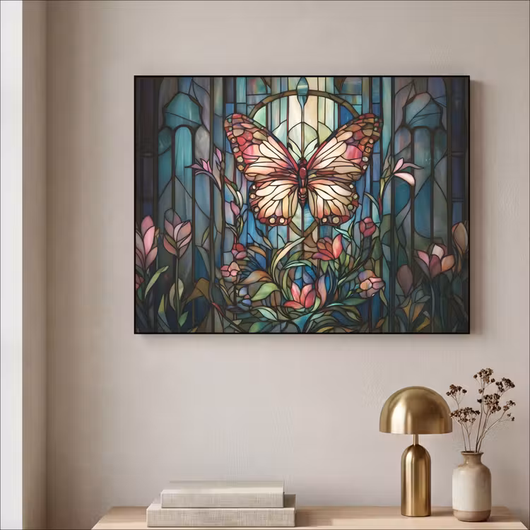 Art Frame - Vlinder - Roze - Bloemen - Bladeren — 5