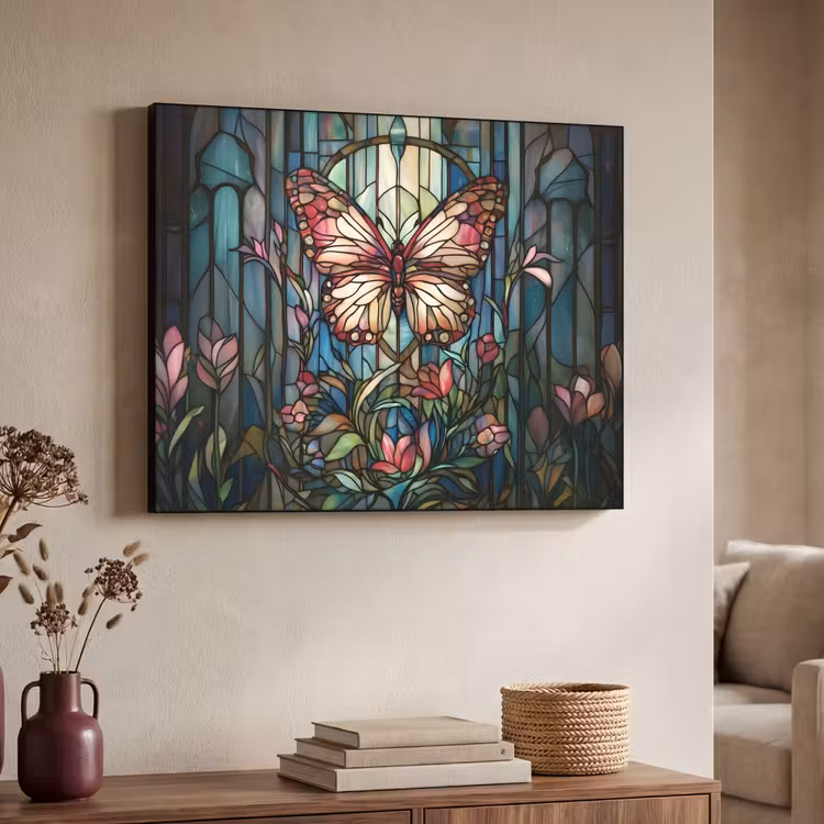 Art Frame - Vlinder - Roze - Bloemen - Bladeren — 7
