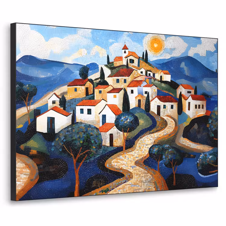 Art Frame - Dorp - Heuvelachtig - Zon - Mozaïek — 1