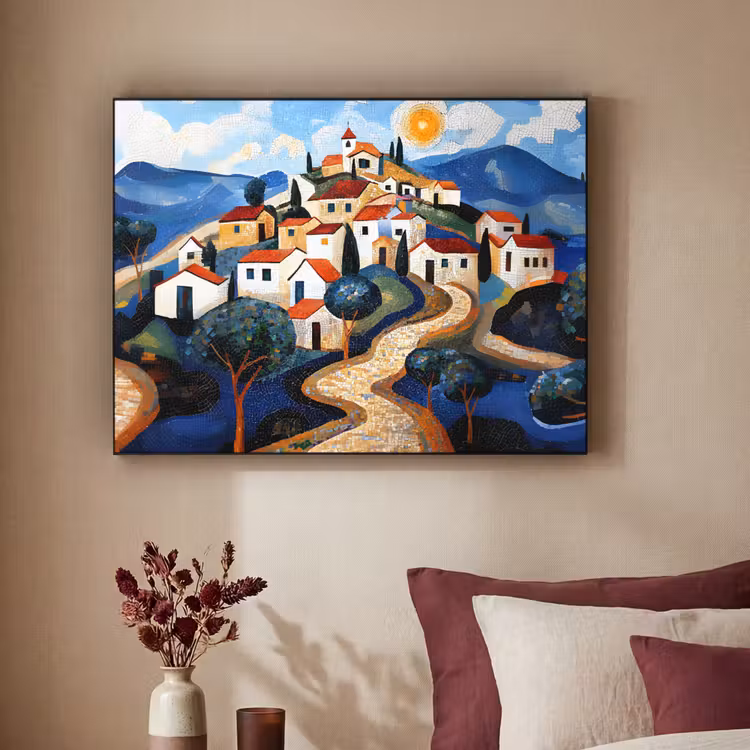 Art Frame - Dorp - Heuvelachtig - Zon - Mozaïek — 3