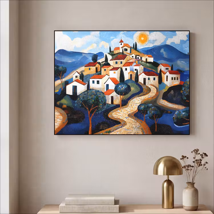 Art Frame - Dorp - Heuvelachtig - Zon - Mozaïek — 5