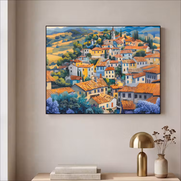 Art Frame - Dorp - Heuvels - Landschap - Bomen — 5
