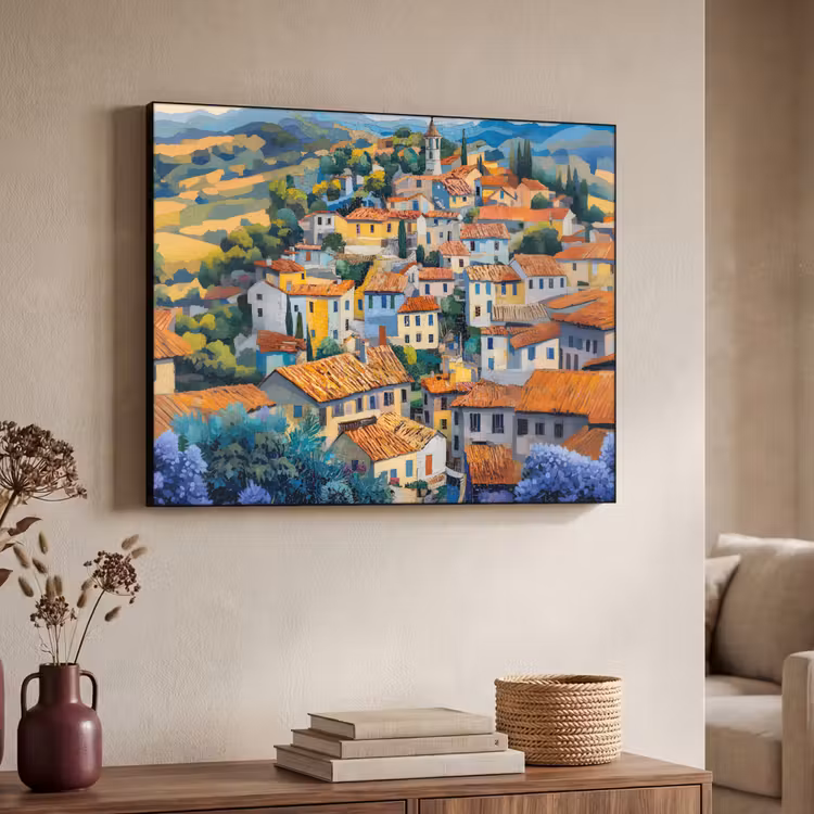 Art Frame - Dorp - Heuvels - Landschap - Bomen — 7