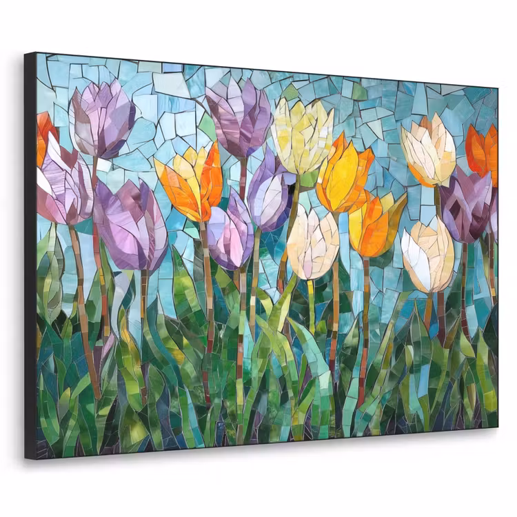 Art Frame - Mozaïek - Veld - Tulpen - Kleurrijk — 1