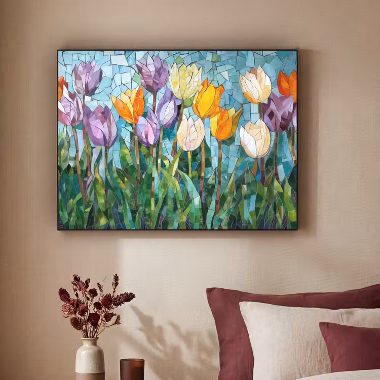 Art Frame - Mozaïek - Veld - Tulpen - Kleurrijk — 3