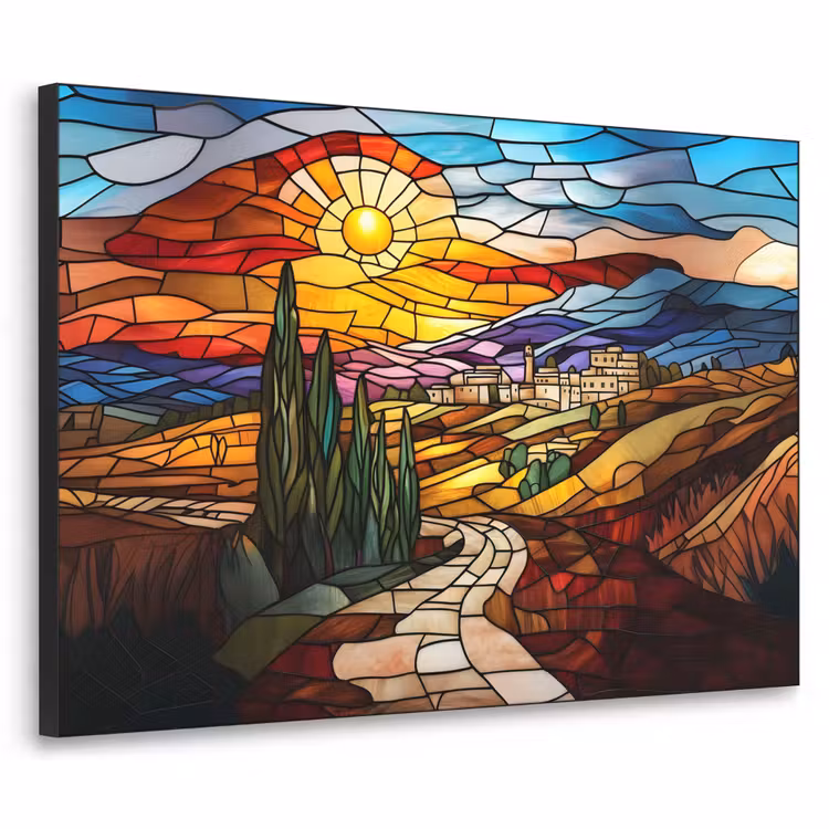 Art Frame - Mozaïek - Zon - Landschap - Dorp — 1