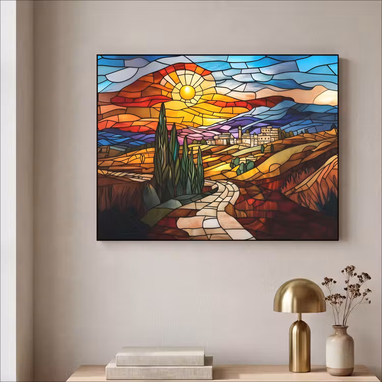 Art Frame - Mozaïek - Zon - Landschap - Dorp — 5