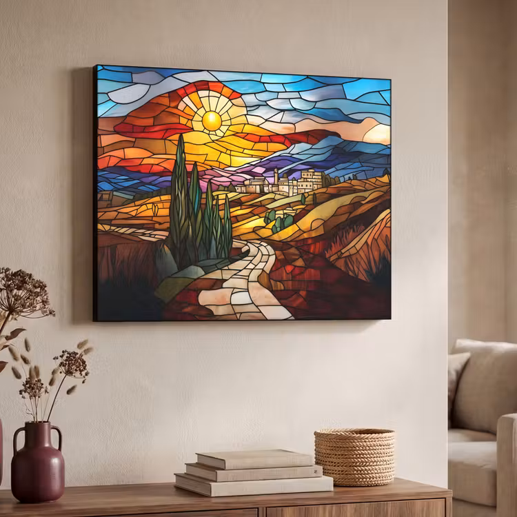 Art Frame - Mozaïek - Zon - Landschap - Dorp — 7