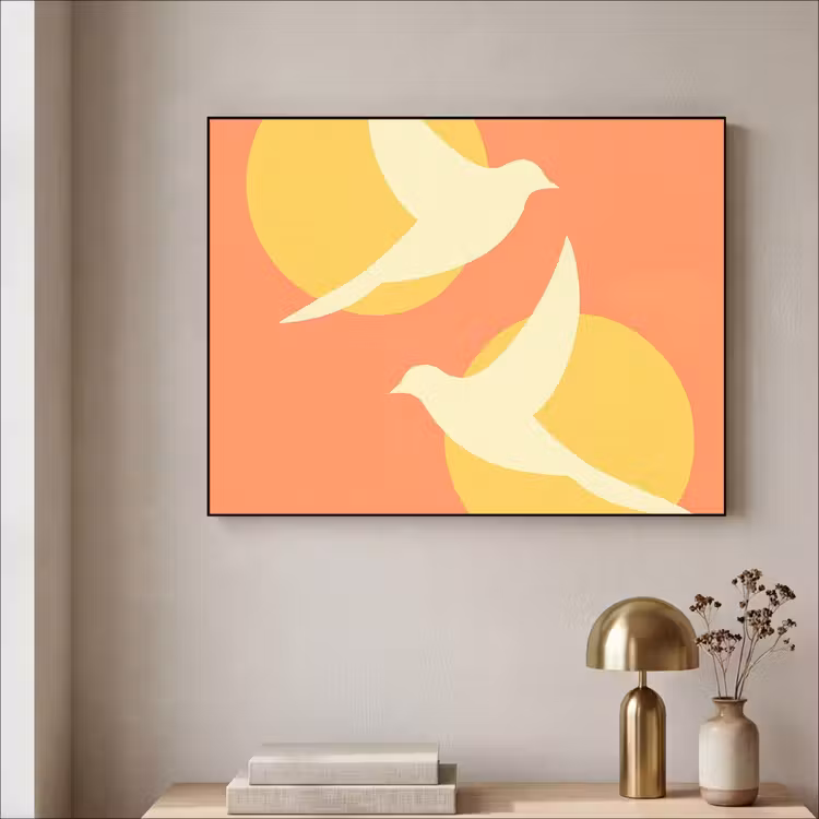 Art Frame - Vogels - Cirkels - Geel — 5