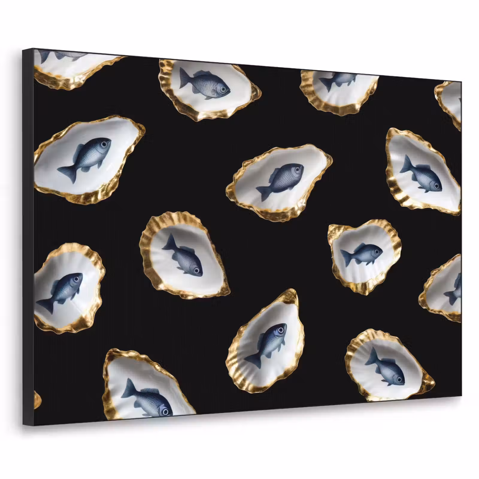 Art Frame - Oesters - Vissen - Blauw - Goud — 1