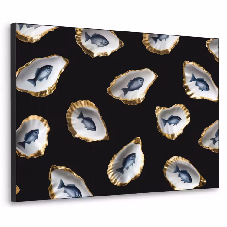 Art Frame - Oesters - Vissen - Blauw - Goud — 1
