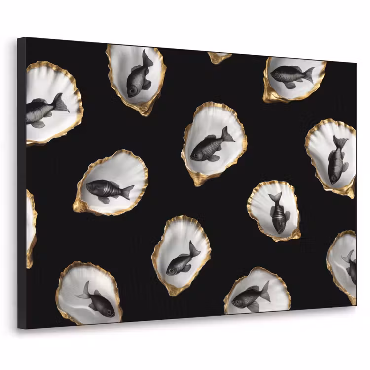 Art Frame - Oesters - Zwart - Vissen - Goud — 1