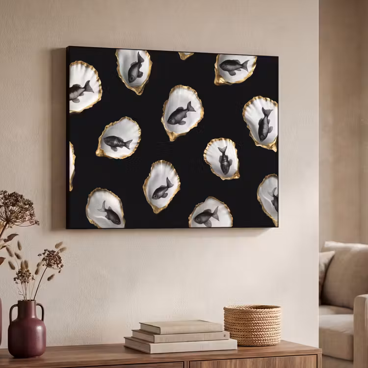 Art Frame - Oesters - Zwart - Vissen - Goud — 7