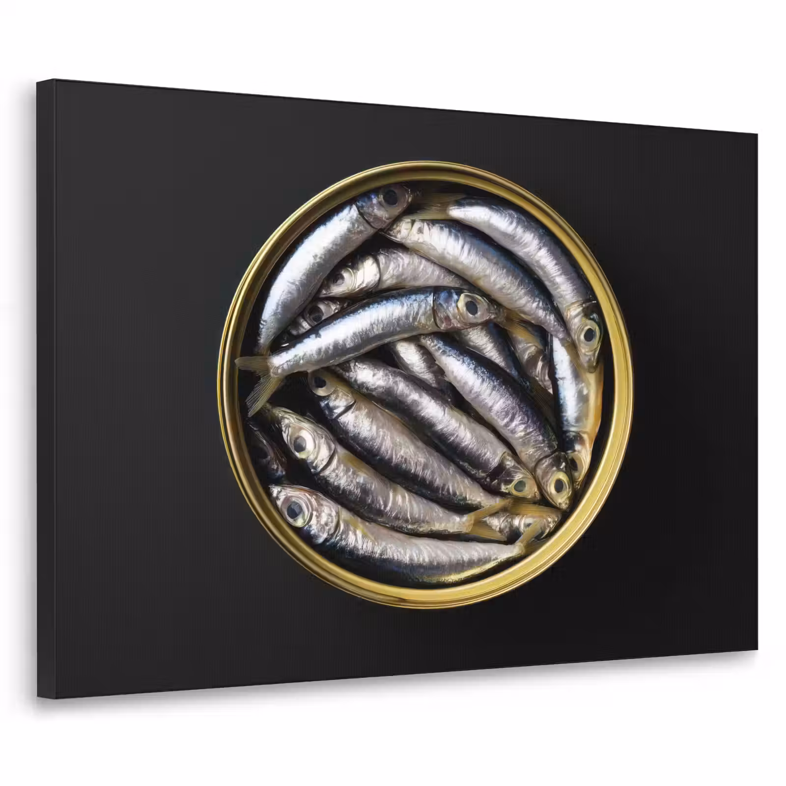 Art Frame - Sardines - Vissen - Rond - Zwart — 1