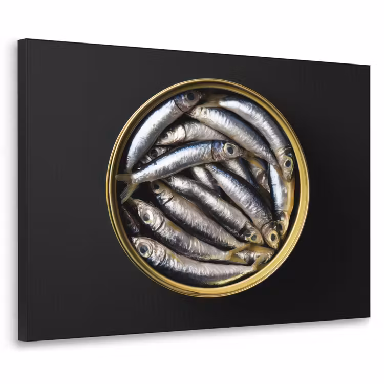 Art Frame - Sardines - Vissen - Rond - Zwart — 1