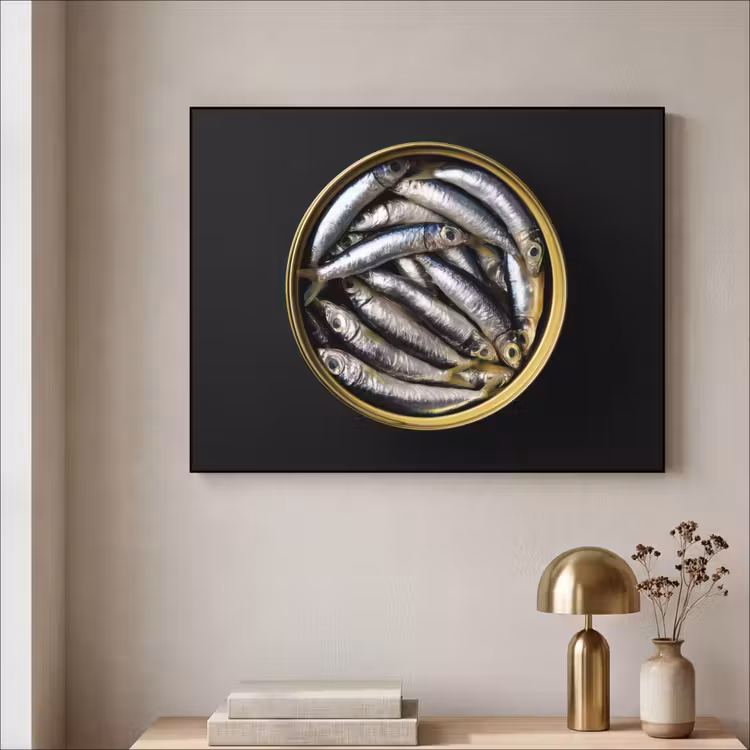 Art Frame - Sardines - Vissen - Rond - Zwart — 5