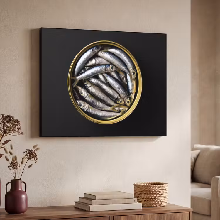 Art Frame - Sardines - Vissen - Rond - Zwart — 7