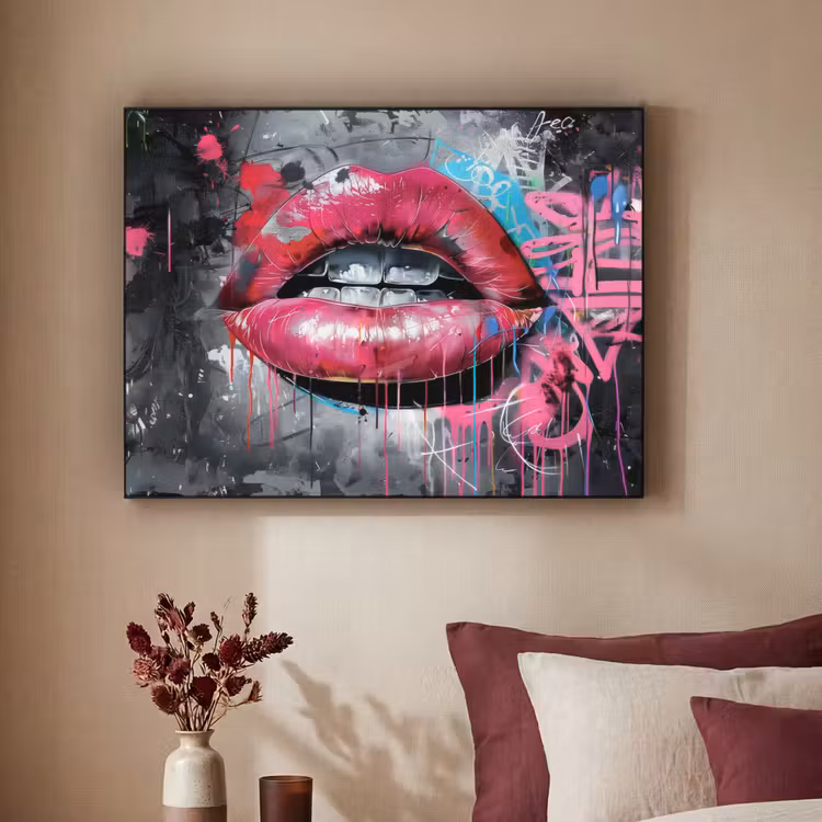 Art Frame - Lippen - Felroze - Graffiti - Verfstrepen — 3