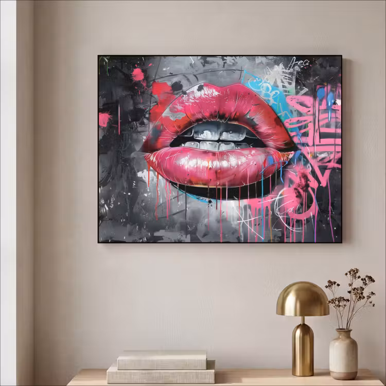 Art Frame - Lippen - Felroze - Graffiti - Verfstrepen — 5