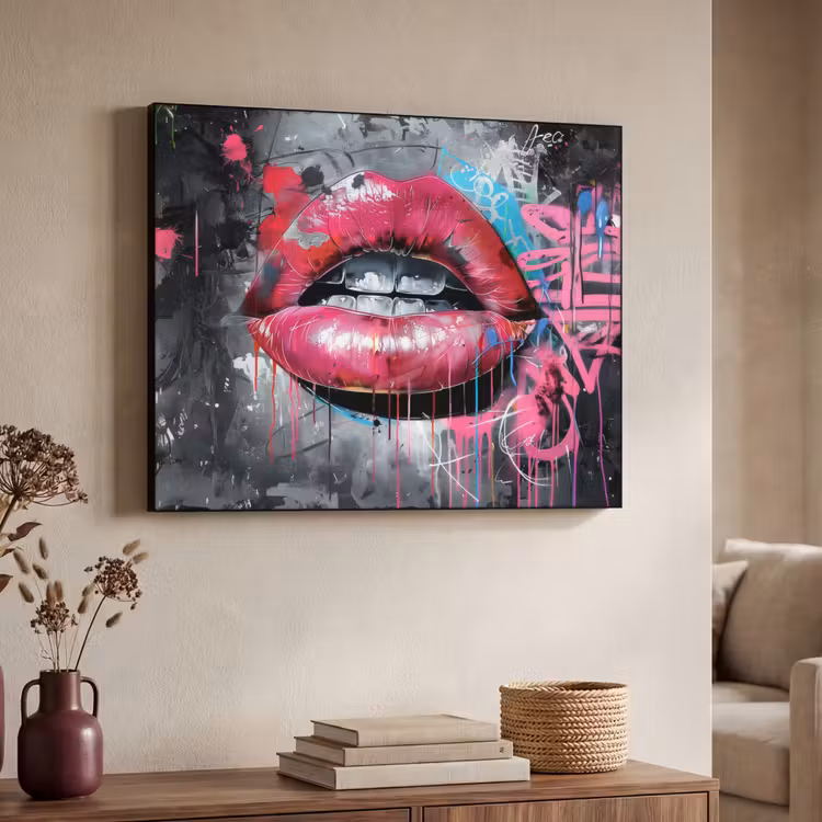 Art Frame - Lippen - Felroze - Graffiti - Verfstrepen — 7