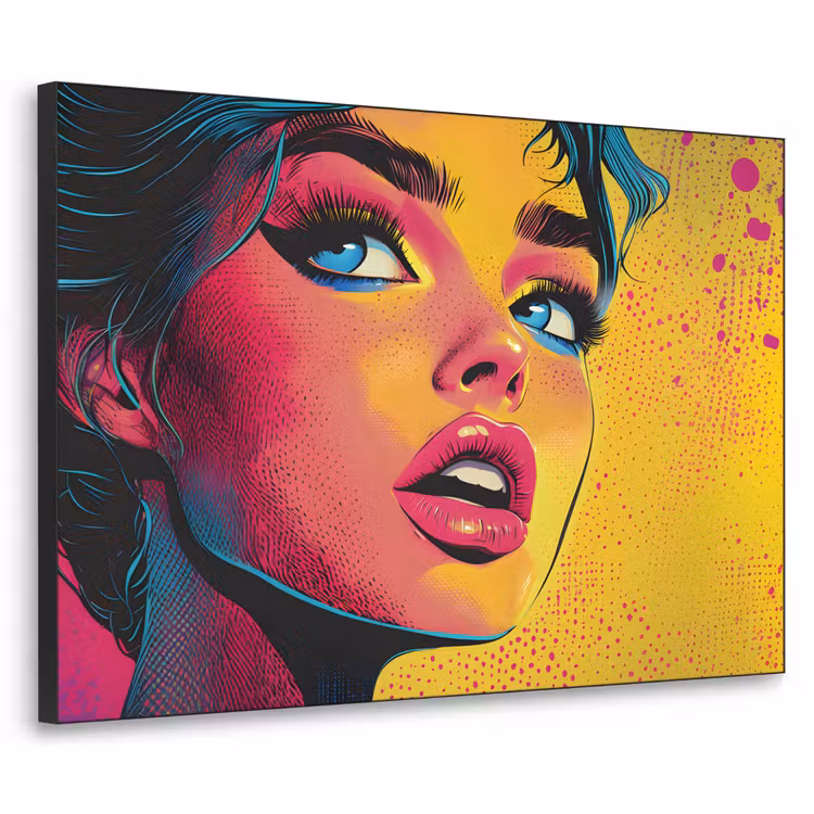 Art Frame - Close-up - Vrouwengezicht - Stippen - Geel — 1