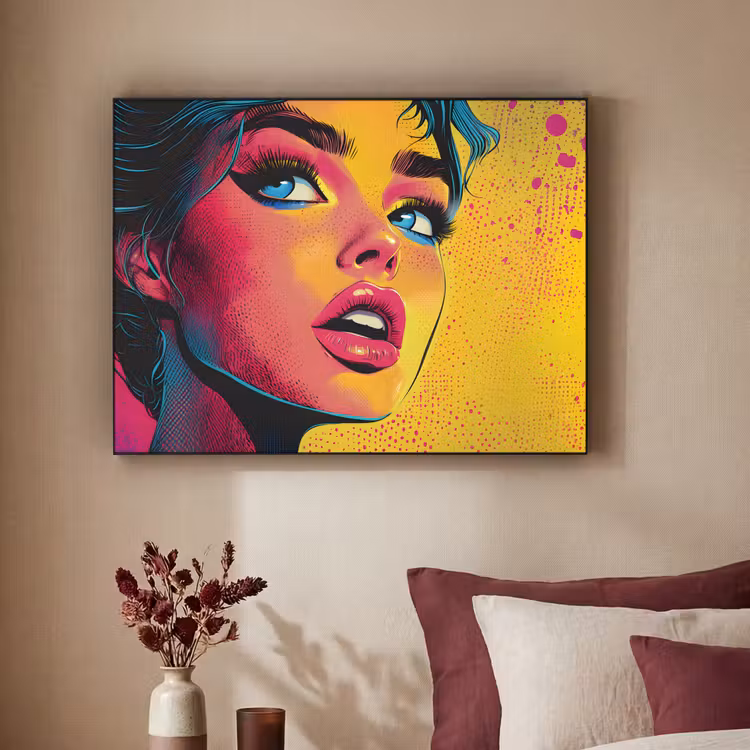 Art Frame - Close-up - Vrouwengezicht - Stippen - Geel — 3