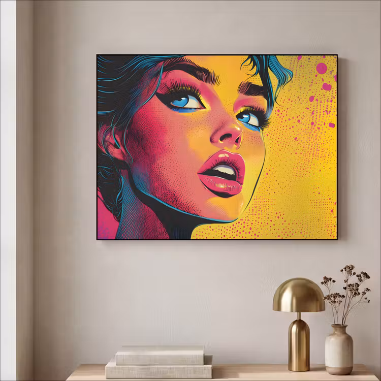 Art Frame - Close-up - Vrouwengezicht - Stippen - Geel — 5