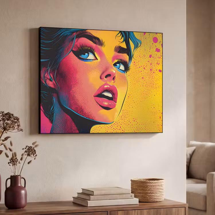 Art Frame - Close-up - Vrouwengezicht - Stippen - Geel — 7