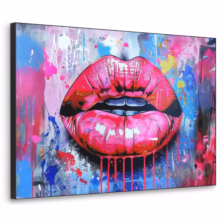 Art Frame - Graffiti - Lippen - Felroze - Geschilderd — 1