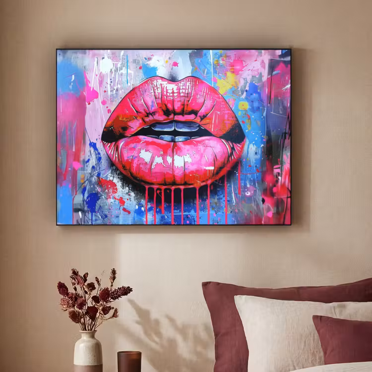 Art Frame - Graffiti - Lippen - Felroze - Geschilderd — 3