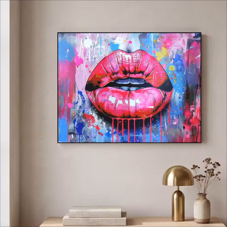 Art Frame - Graffiti - Lippen - Felroze - Geschilderd — 5