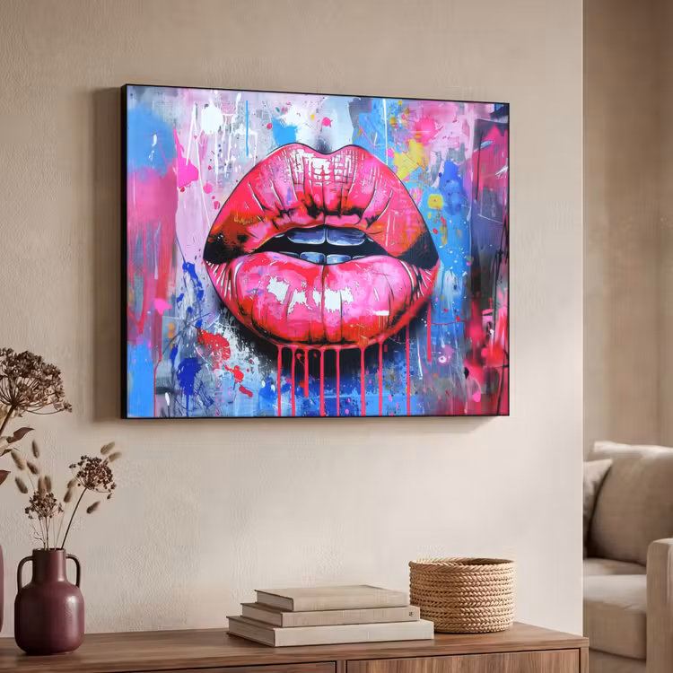 Art Frame - Graffiti - Lippen - Felroze - Geschilderd — 7